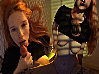 Sex and blowjob with a red-haired beauty in seductive panties  Kuporovaa Krupa