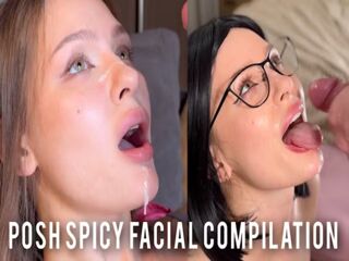 Facial compilation. Posh spicy blowjob.